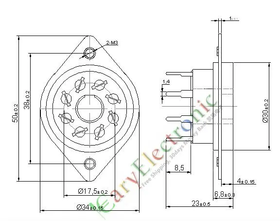 Tubo de vacío estilo Belton de 8 pines, válvula de montaje PCB para EL34 6550 KT88, venta al por mayor y al por menor, 4 Uds.