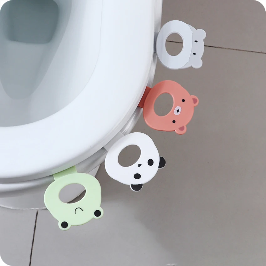 Cute Cartoon Cover Lifter Avoid Touching Toilet Seat Handle Sticker Bathroom Lid Cover Lift Portable Sanitary Closestool Lifter