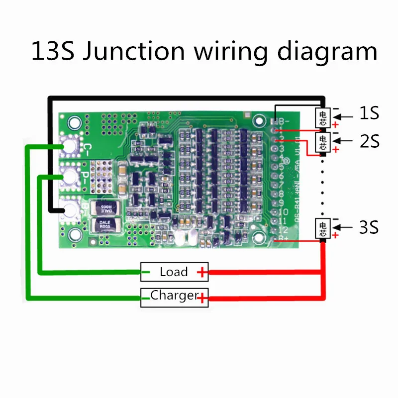 6S/7S/13S 24V 36V 48V Polymer Lithium/Ternary Lithium/ Iron Phosphate/LiFePo4 Battery Protection Board 25A Same Port BMS Board - view 6