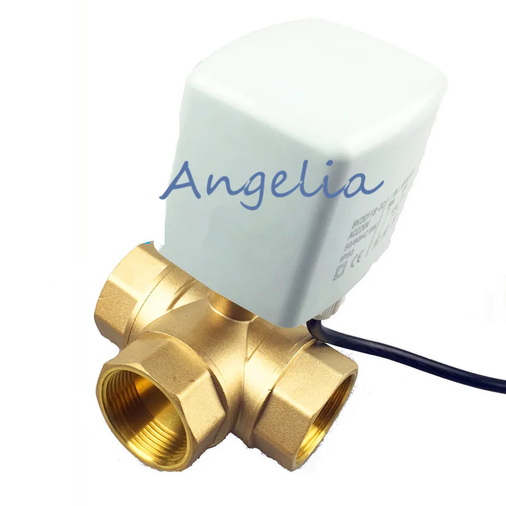 

AC220V CR03 G1" DN25 Brass 3 Way 3 wires Motorized Ball Valve L Type Electrical Actuator Valve