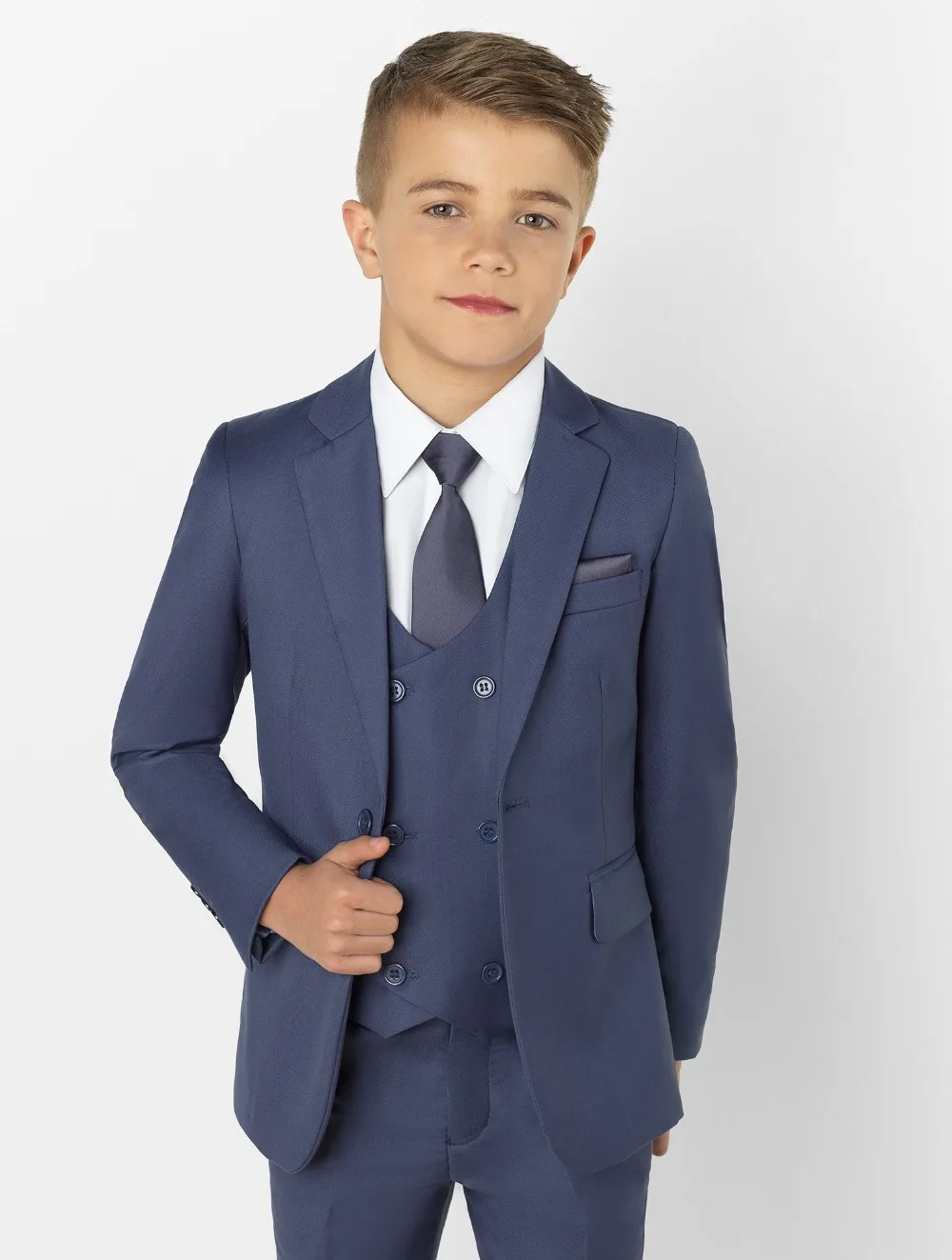 2019 Fashion Peaked Lapel Kids Suits Fashion Children Clothing Set Boy's Formal Prom Suits (Jacket+Pants+Tie+Vest)