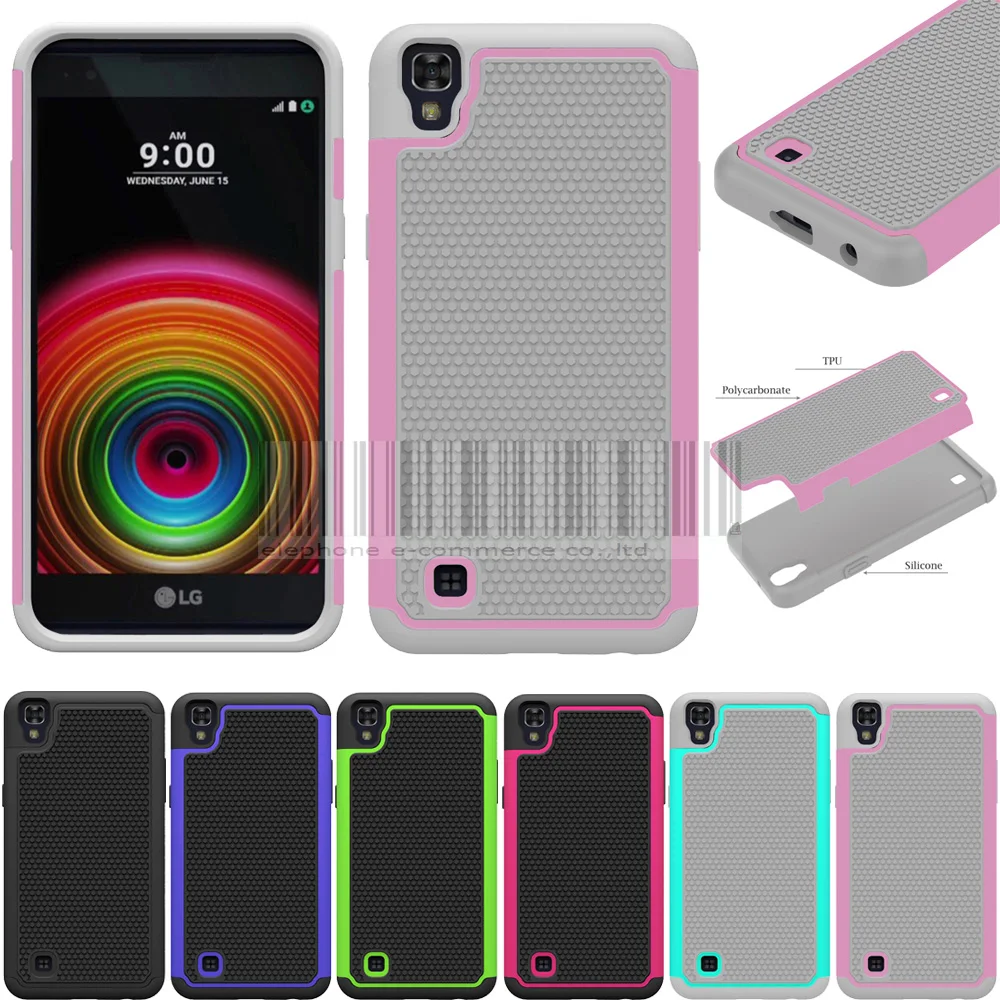 Rugged 2in1 Dual Layer Armor Hybrid Impact Silicone Soft Case Combo Cover For LG X Power K210 K220 K220ds