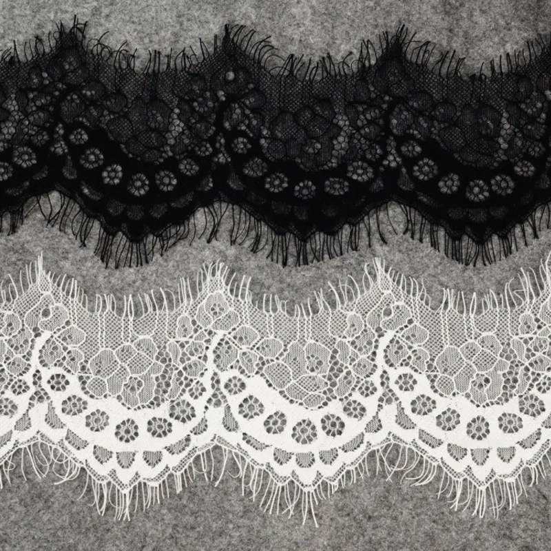 

Soft Nylon Eyelash Lace Fabric, DIY Decorative Sewing Applique, Black and White, 10cm Width, 3m per Lot