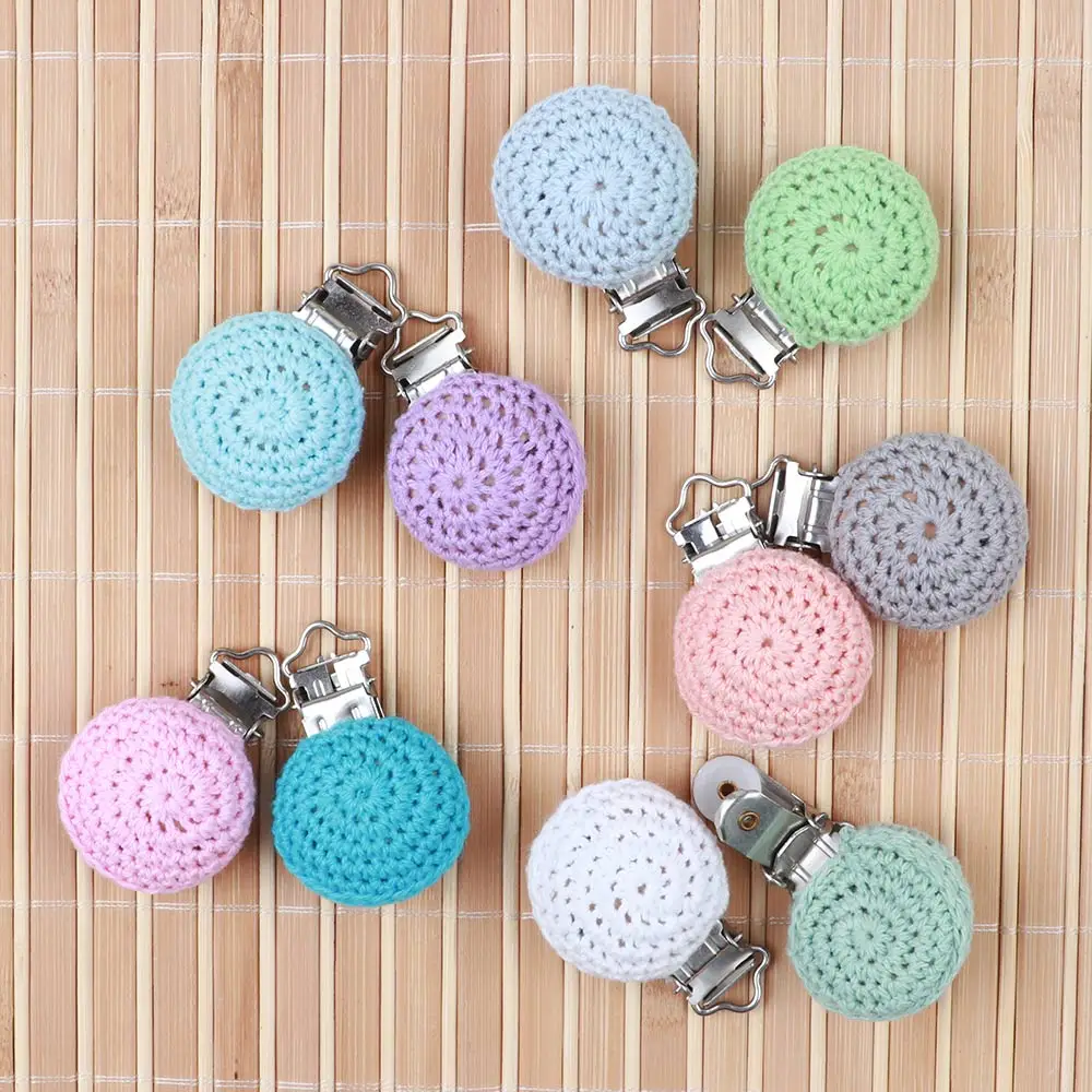 

TYRY.HU 50pc Baby Crochet Pacifier Holder Clip Baby Wooden Beads Infant Round Nipple Holder Clasps For DIY Baby Pacifier Chains