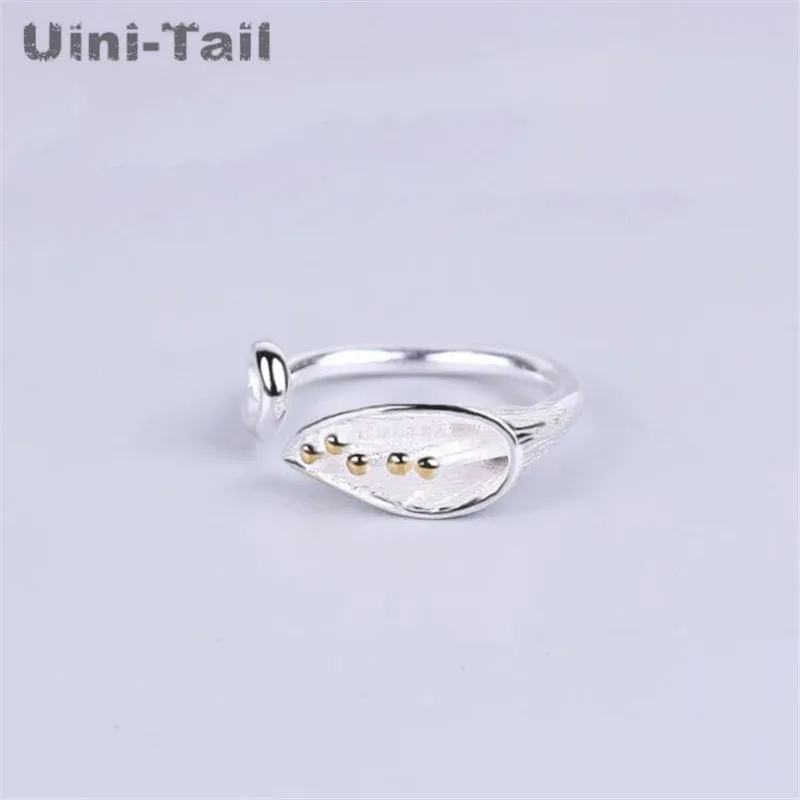 Uini-Tail hot new 925 Tibetan silver handmade silver trumpet ring female fashion tide flow flower opening tail ring  JZ152
