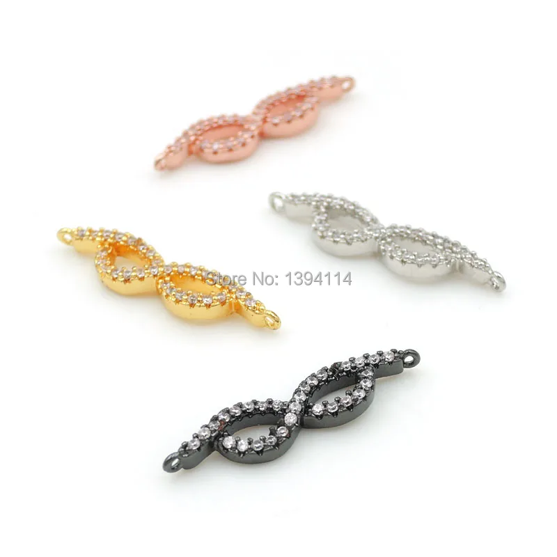 24*5*3mm Micro Pave Clear CZ Bow Connector Fit For Women As DIY Bracelets Accessory