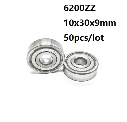 

50pcs/lot 6200ZZ 6200Z 6200 Z ZZ 10*30*9mm Double cover Deep Groove Ball bearing shaft 10x30x9mm Ball bearings