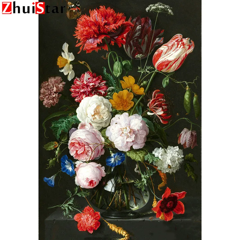 5D DIY Diamond Painting Full Display flower red rose Diamond Embroidery Full Square Mosaic Picture Of Rhinestone Decor XY1