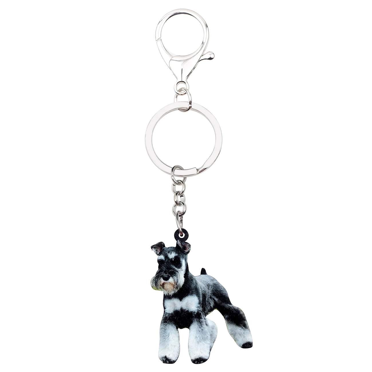 Bonsny Acrylic Cute Schnauzer Dog Key Chain Keychains Holder Rings Animal Jewelry For Women Girl Bag Car Pendant Gift Charms Hot