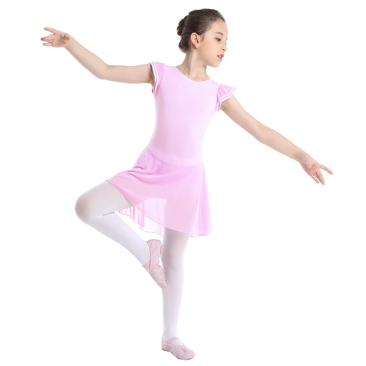 Vestido de balé para meninas, collant de algodão para bailarina, criança, mangas com babados, collant de ginástica para crianças