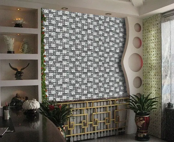 Black Stainless Metal Crystal Glass mosaic tile , bathroom kitchen backsplash living room wall tile Home decoration