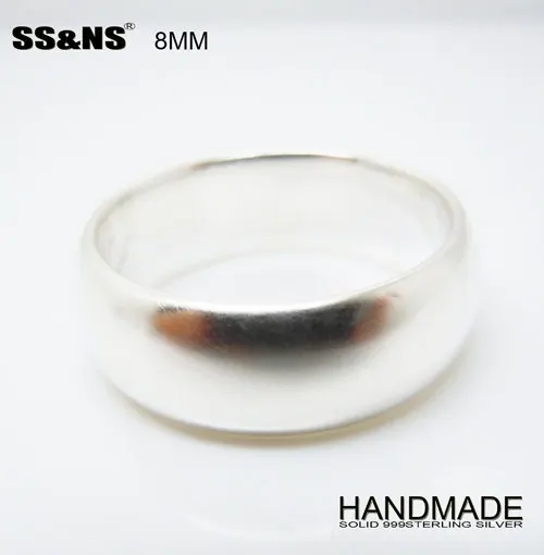 

Mens 8mm Solid 999 fine Silver Plain Band Ring