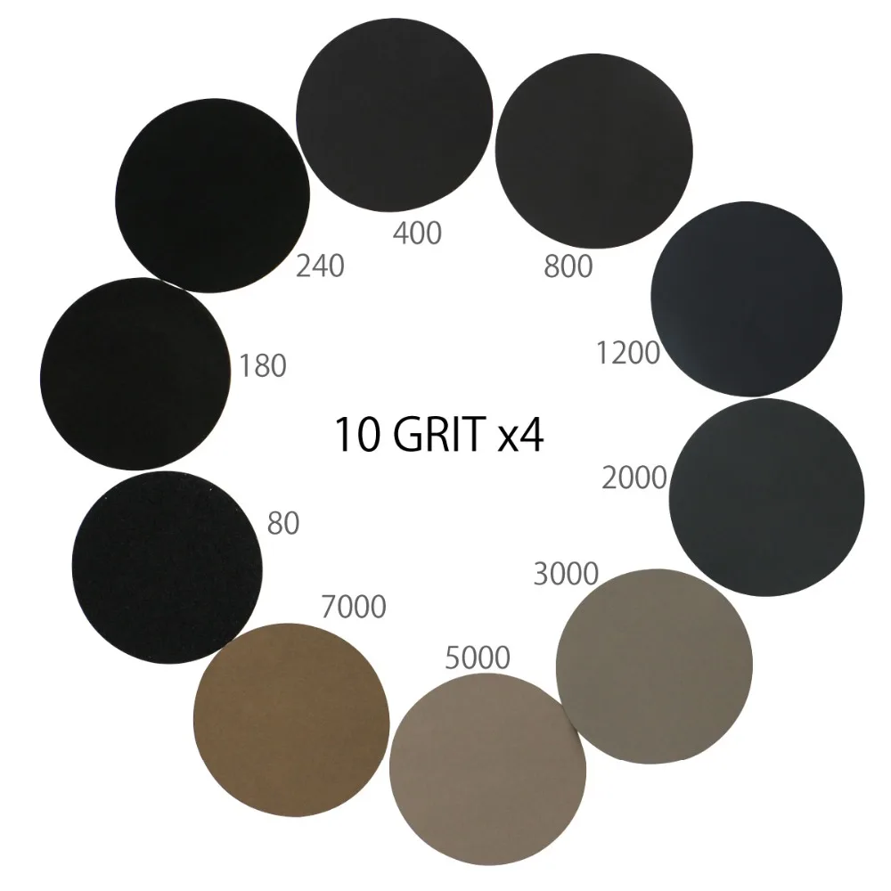 40pcs 4 Inch Wet Dry Sandpaper 80 to 7000 Assorted Grits + 1pc 4