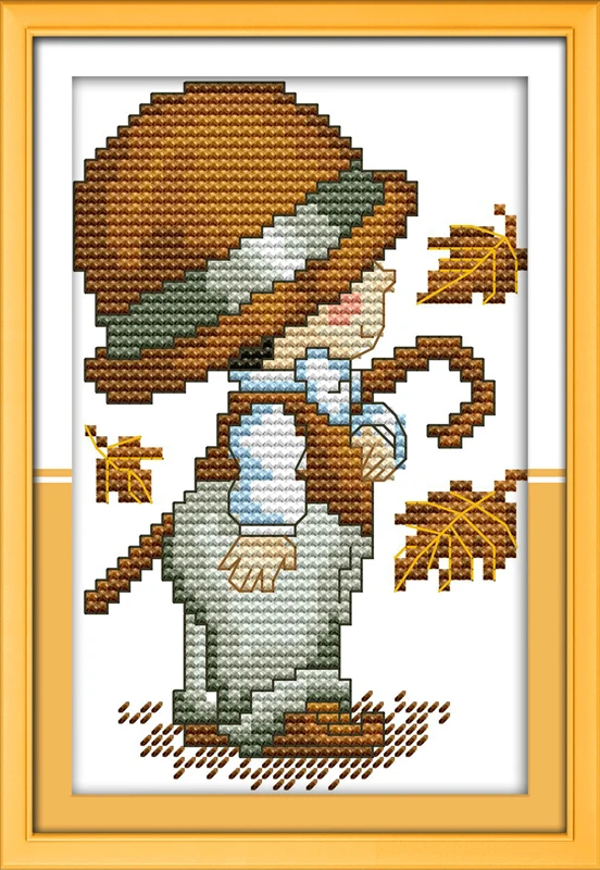 Autumn cross stitch kit 4 season people 18ct 14ct 11ct count print canvas stitches embroidery DIY handmade needlework plus