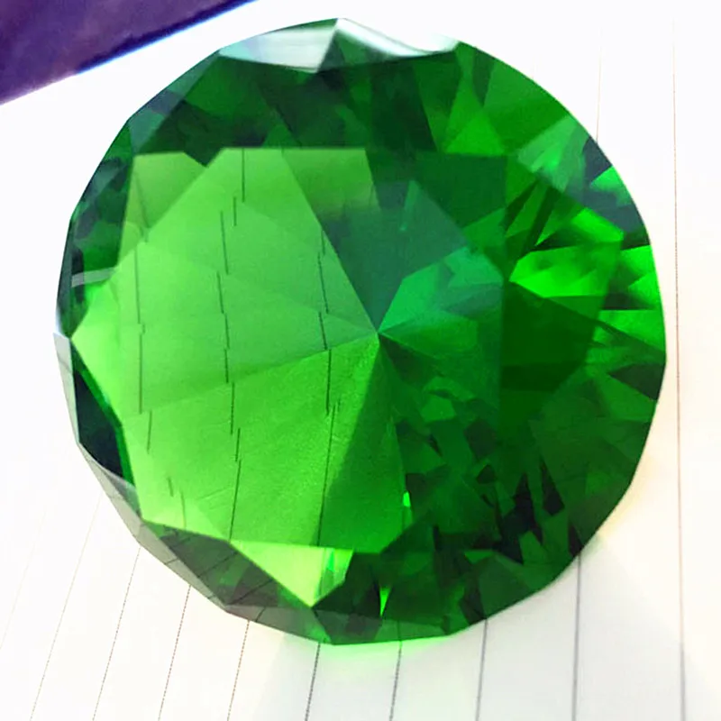 Top Quality 60mm Green Color K9 Crystal Green Diamond Paperweight Glass Stone Wedding Party Gift Birthday/ Home Decoratione