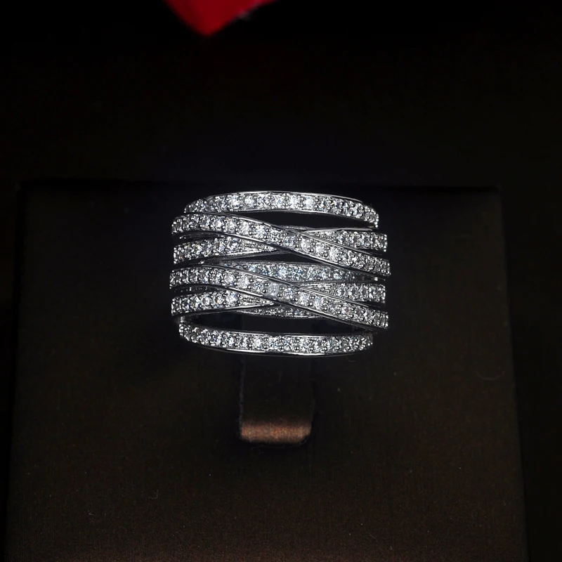 HIBRIDE Luxury Micro CZ Stone Pave Fashion Women Rings Anillos Bague Femme For Party Show Engagement Gifts R-205