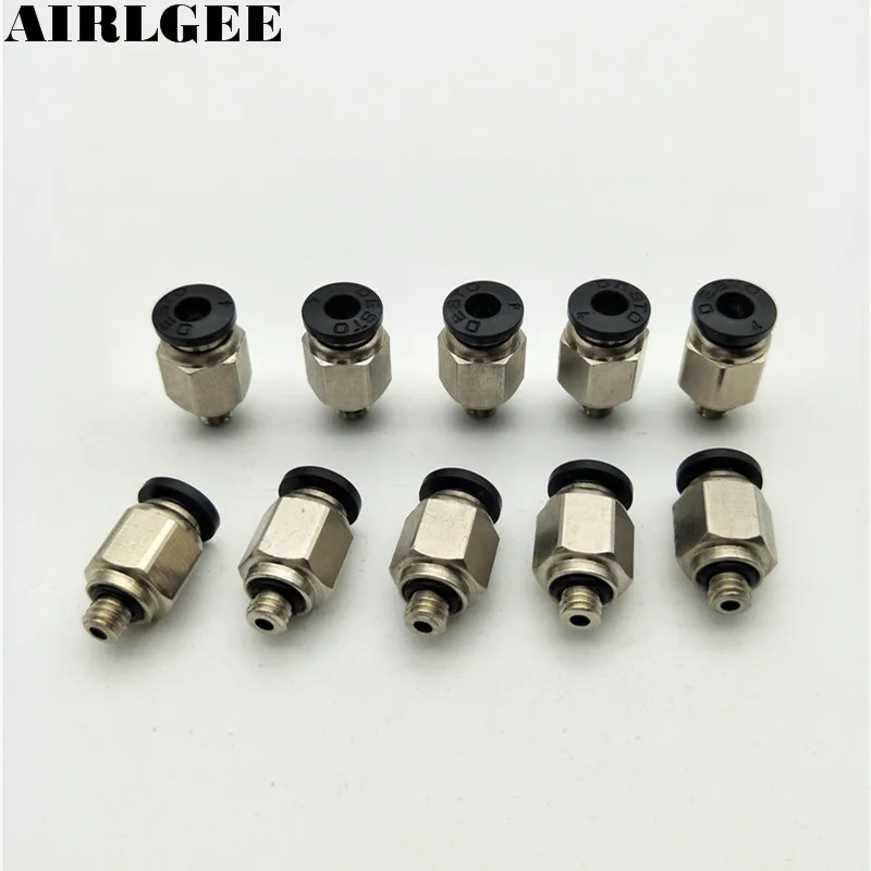 M5 Thread to 4mm Hole Tube Air Pneumatic Push in Quick Fittings Connector Jointer 10 Pcs PC4-M5 Black Free shipping