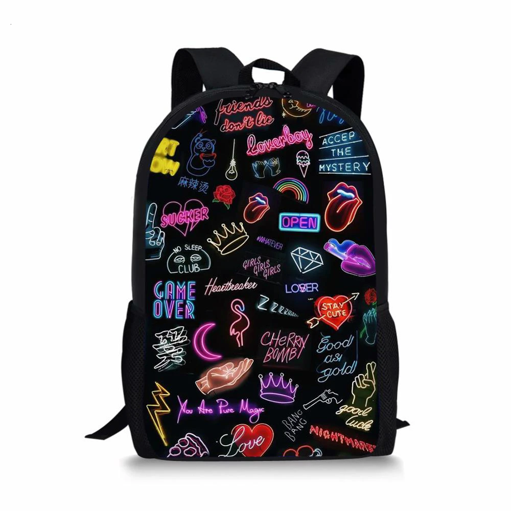 ELVISWORDS-mochilas escolares de estilo Hip Hop para niños y niñas, morral pequeño con estampado de música Rock, estilo informal