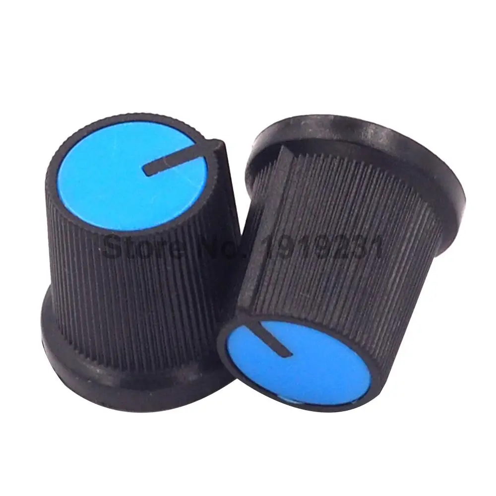 10PCS WH148 knob Plastic Potentiometers Knob for Single Double Potentiometers Switch Cap 14.5X15mm Handle 6MM AG3 Blue