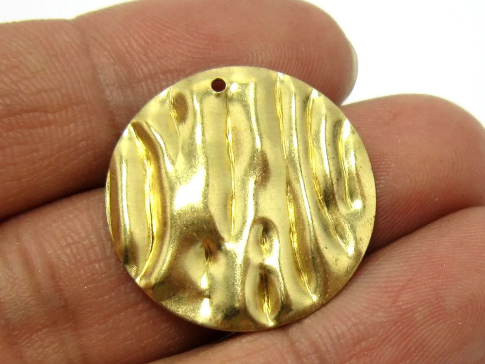 

30pcs Brass earrings pendant 25mm Wrinkle Round raw brass pendant R453