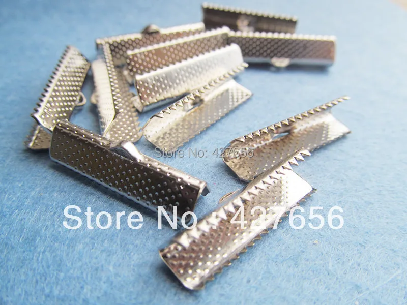 50pcs 8mmx25mm Dull Silver Plated Ribbon Cord End Clamps,Cord End Cap,Crimps Beads Clips,Buckle,Fasteners,Clasps