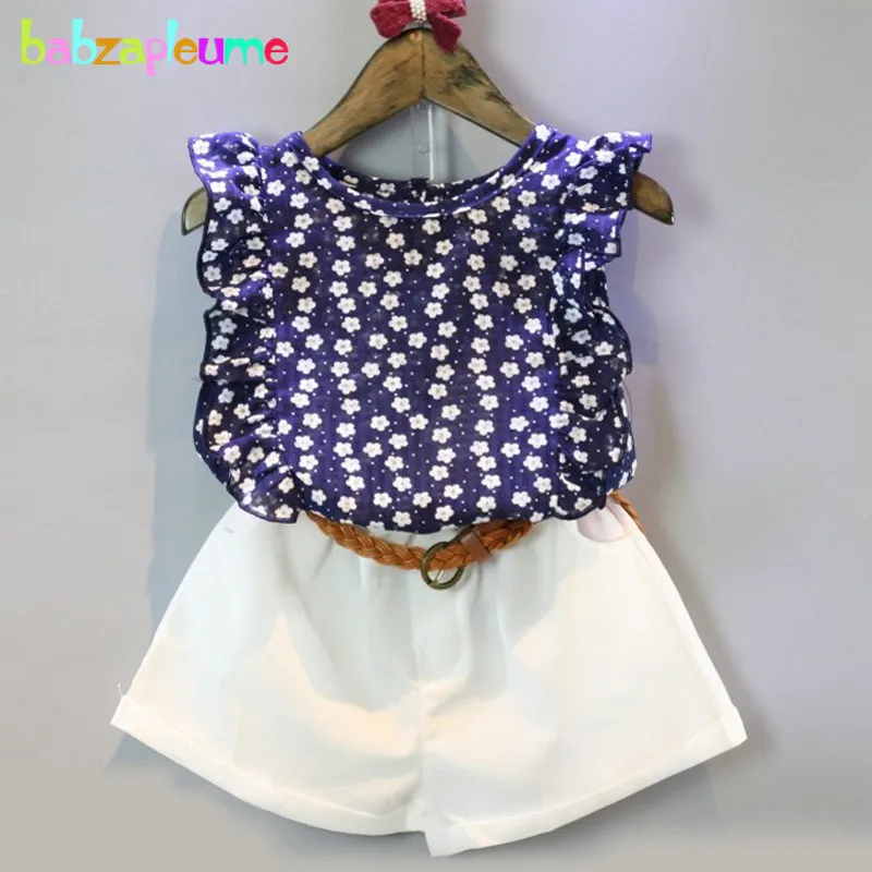 Conjunto de ropa de verano para niña pequeña, chándal de flores, chaleco sin mangas y pantalones cortos, traje de 2 piezas para bebé de 0 a 7 años,