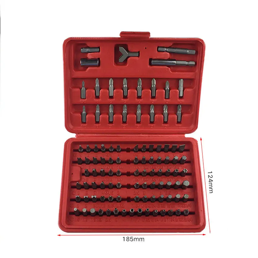 100 pz/set cacciavite bit Kit acciaio metrico Phillips/scanalato/esagonale/tempera Torx cacciavite parte multi-funzione strumenti di riparazione della mano