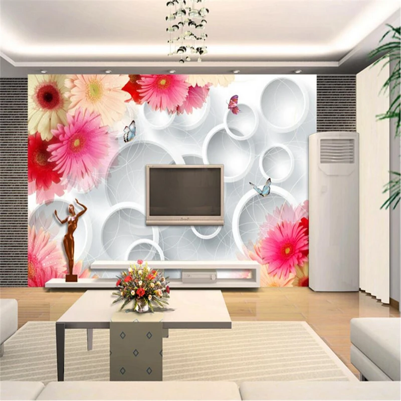 beibehang papel de parede Custom Photo Wallpaper Mural Sticker Fancy Chrysanthemum 3D Stereo TV Wall wallpaper for walls 3 d