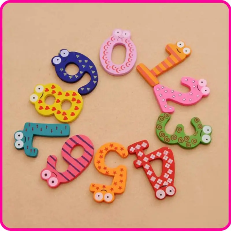 10Pcs/set Cartoon 0-9 Figures Wooden Refrigerator Magnets Colorful Cute Magnets For Refrigerator Decoration Kids Learn Toy Gifts