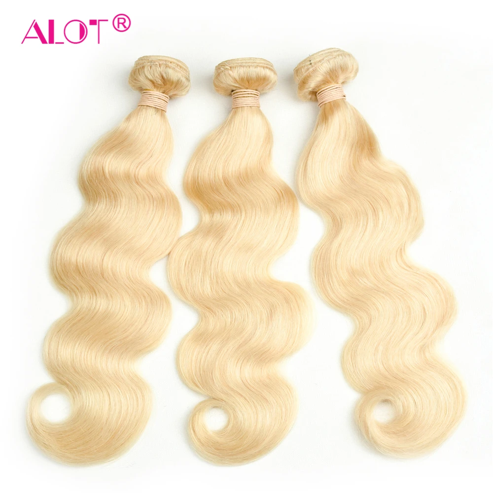 Alot 613 Blonde Bundles With Frontal Malaysian Body Wave Bundles With 13x4 Frontal Closure 3 Bundles With Lace Frontal Remy