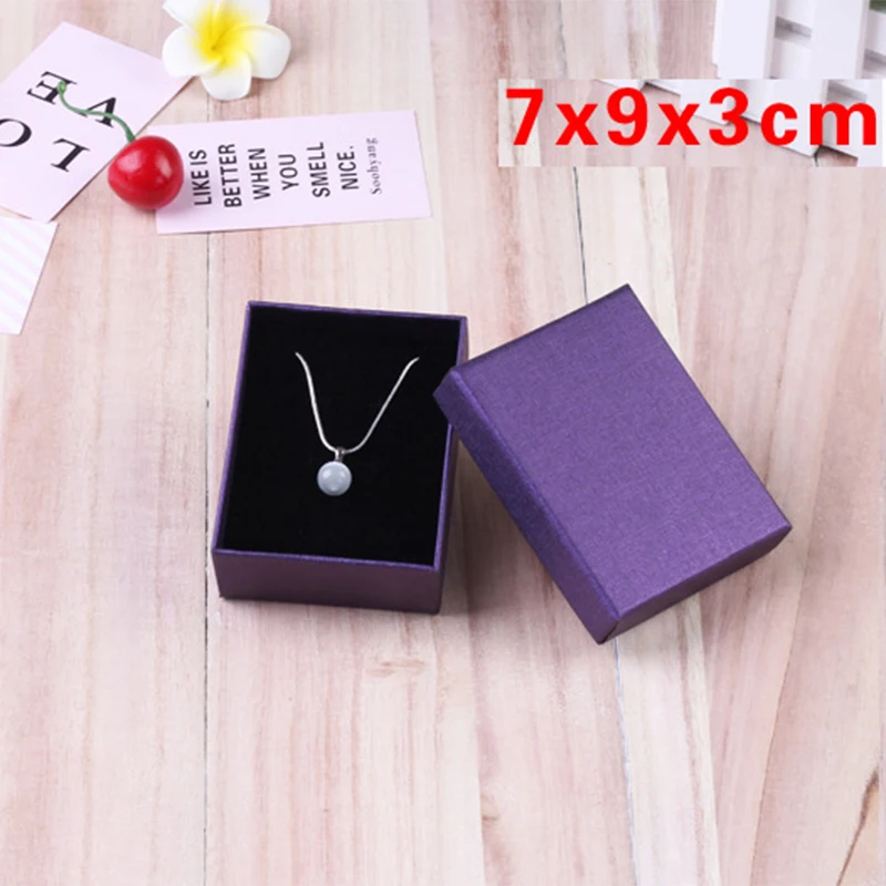 24pcs Dei Monili Piazza Scatola di Imballaggio 9*7 centimetri di carta Viola Collana Anello del Braccialetto Degli Orecchini Contenitore di Regalo