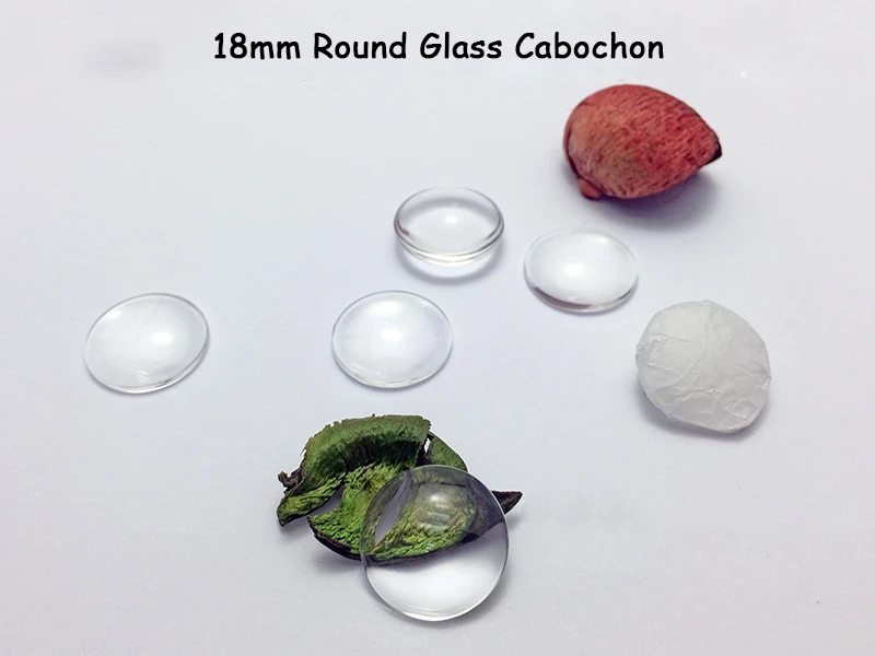 

100pcs 18mm Round Glass Cabochon Cameo Clear Domed Cover Cabs for Decoration Pendant Necklace DIY Jewelry Making Accessories