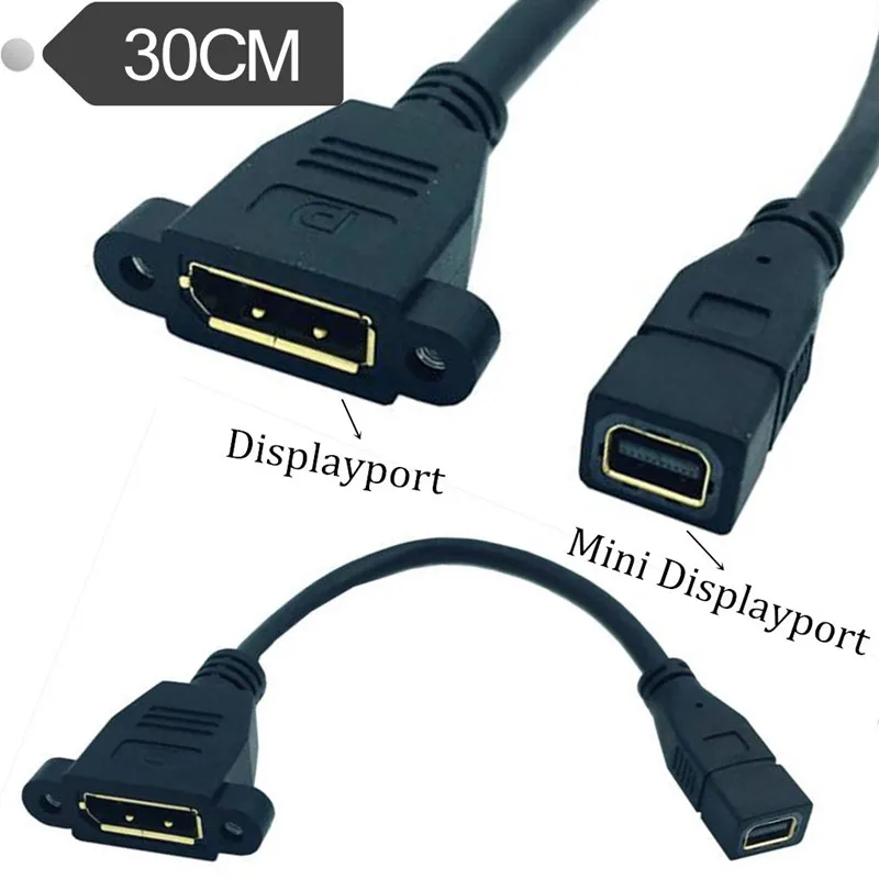 디스플레이 포트 암 소켓 패널 마운트, 미니 디스플레이 포트 암 비디오 케이블 어댑터, 0.3m