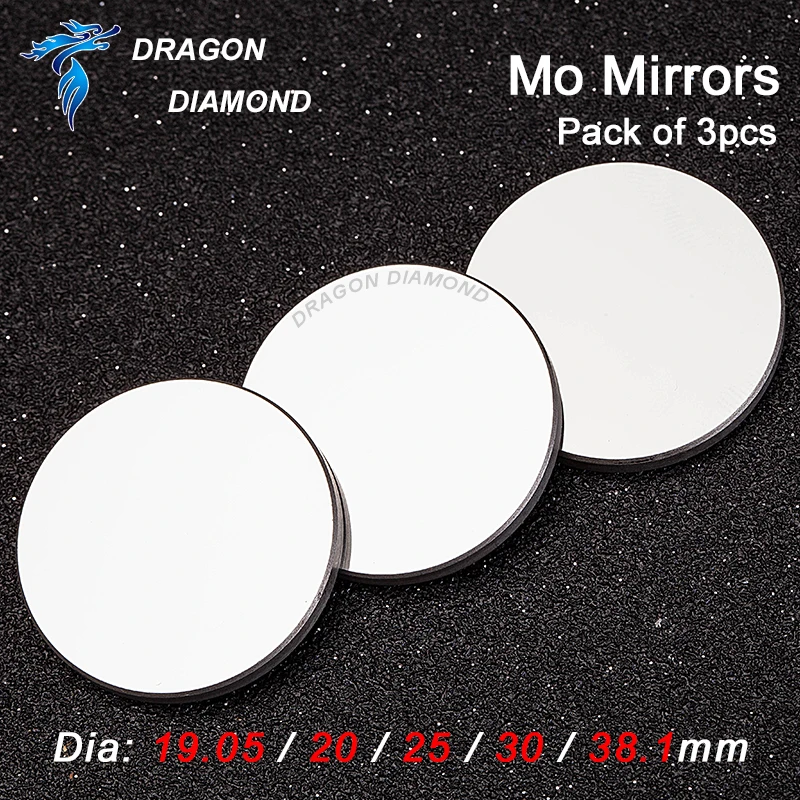 3pcs Co2 Lens Mo Reflective Mirror THK 3mm/5mm Dia 19.05mm 20mm 25mm 30mm 38.1mm for Laser Engraver Cutting Machine