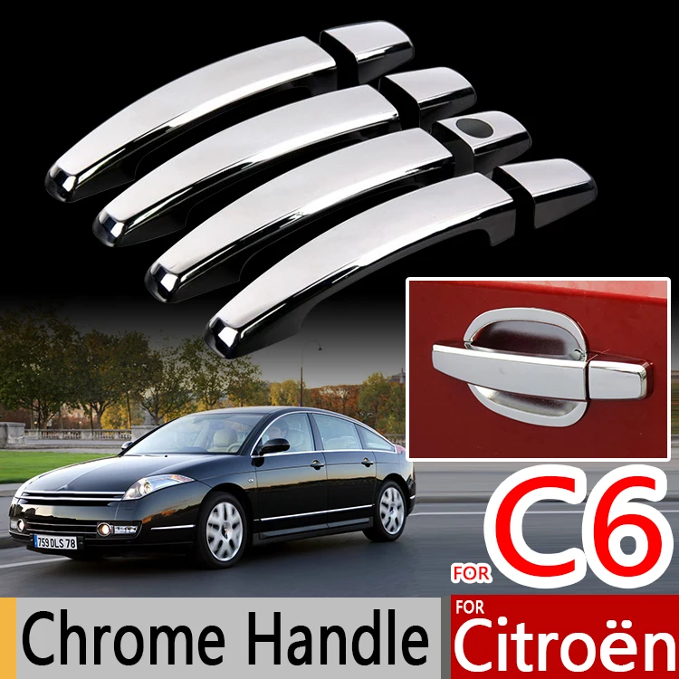 For Citroen C6 2005-2012 Chrome Handle Covers Trim Set of 4Pcs Car Accessories Stickers Car Styling 2006 2008 2009 2010 2011