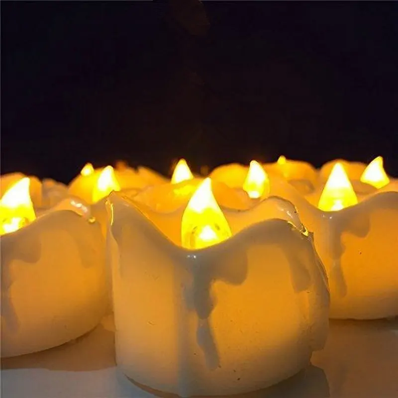 36pcs/lot Flameless LED Tea Light Candle dipped Wax Dripped Battery Operate Electronic smokeless lamp f/Wedding Xmas Home Party