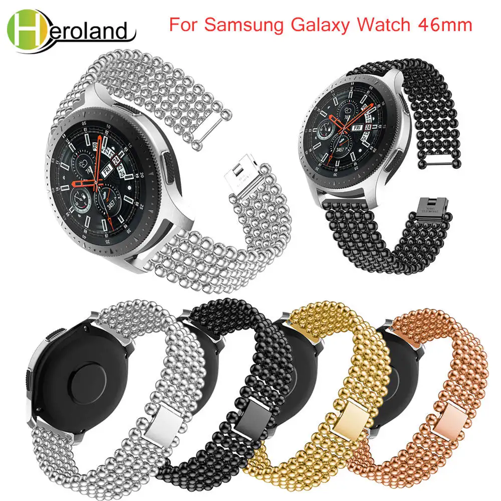 

22mm Watch Strap alloy Steel For Samsung Galaxy Watch 46mm Metal Watchband For Samsung Gear S3 Classic Frontier Watch men beads