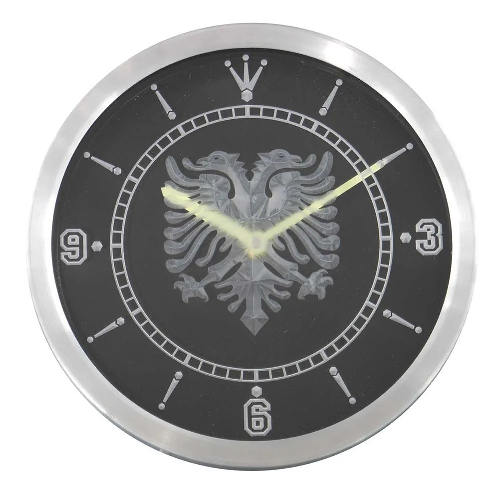 nc0400-r Albanian Eagle Bar Pub Neon Light Signs LED Wall Clock