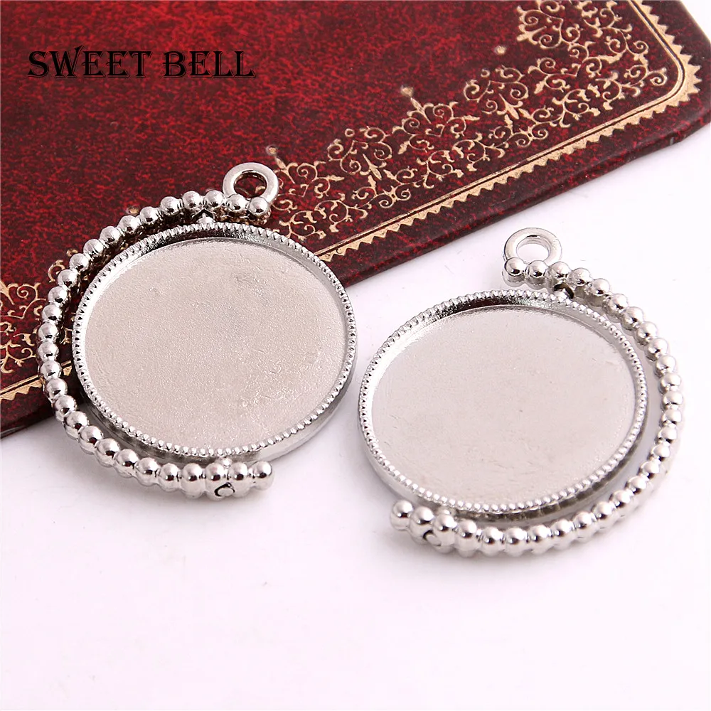 Zoete Bel 10 Pcs Fit 25 Mm Metalen Mix Trendy Rond Dubbelzijdig Cabochon Hanger Instellingen Fit Ketting Hanger D7006