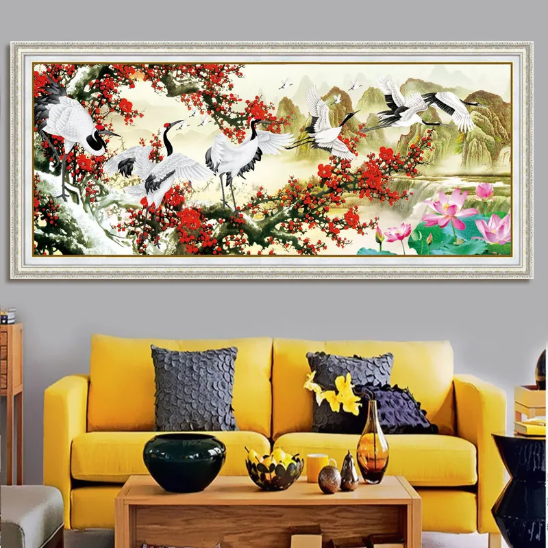 

DIY 5D Sale Diamond Embroidery, Diamond Mosaic, Group Cranes, Plum Blossom, Diamond Painting,Cross Stitch, Deco