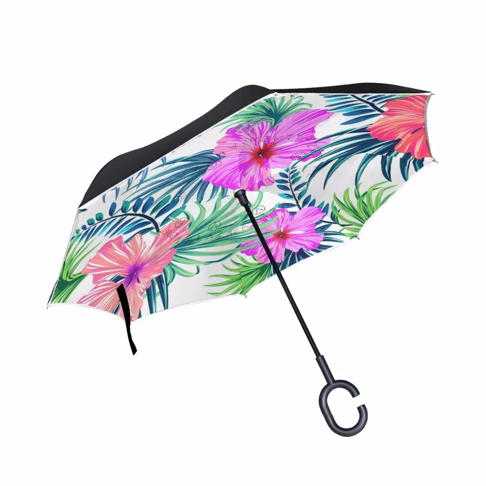 Longing Dachshund Dog Print Reverse 우산 남성 더블 데크 거꾸로 방풍 비 우산 C 핸드 홀더 스탠드 우산 