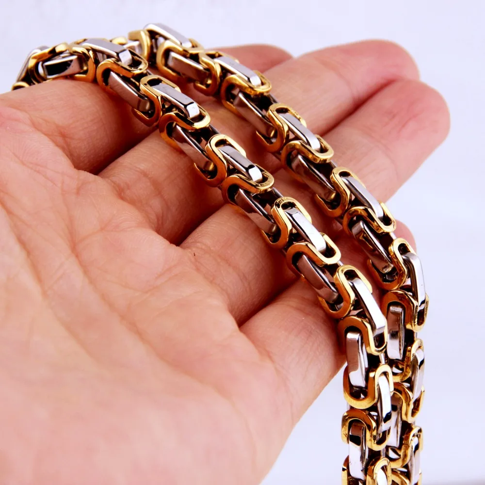 Custom ANY Length 5/6/8mm Byzantine Box Mens Chain Boys Stainless Steel Necklace or Bracelet Fashion Jewelry