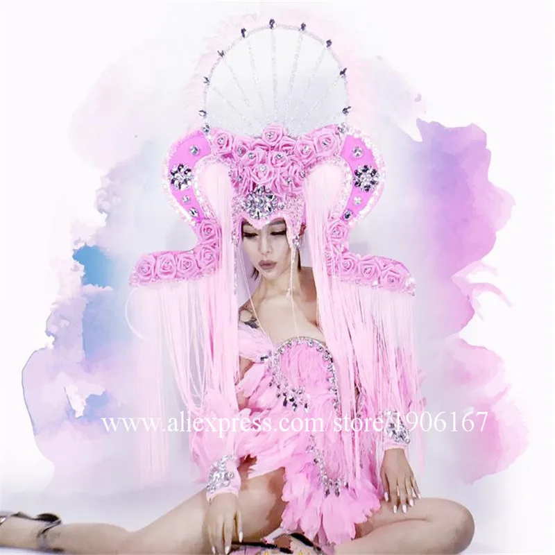 Pink Color Fashion Cool News Sexy Dancer Singer Costumes Girl Lady Women Clothes Popular Stage Dance Performance Props