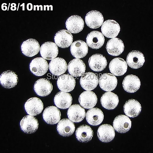 

(200Pcs=1Lot !) 6 8 10 mm Silver Plated Brass Stardust Round Spacer loose Beads Alloy beads Charms Findings No.BSB01