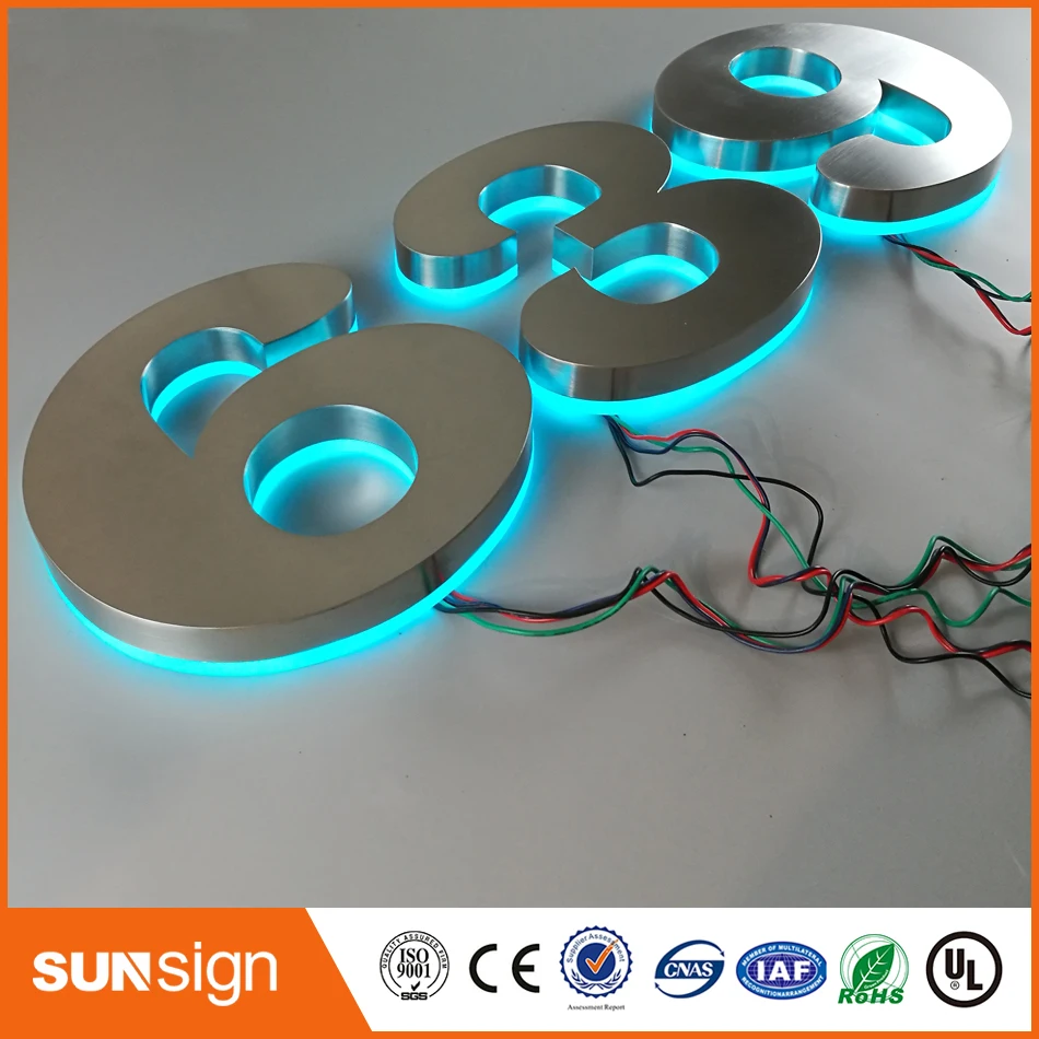 H35cm Custom Rvs Acryl Deur Nummer & Appartement Led Nummers Groene Led