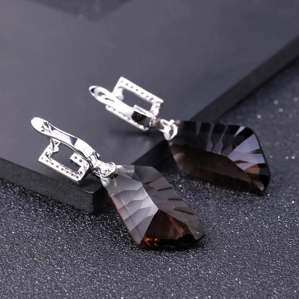 GEM\'S BALLET 925 Sterling Silver Dazzling Earrings Natural Smoky Quartz Gemstone Drop Earrings Fine Jewelry for Women Gift