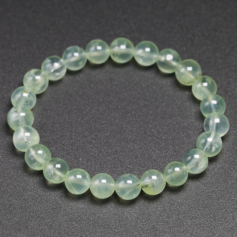 Genuine Natural Stone Natural Grape Stone Elastic Grade A Prehnite Bead Bracelet Size 6 mm 8 mm 10mm Gifted to Women's Jewelry