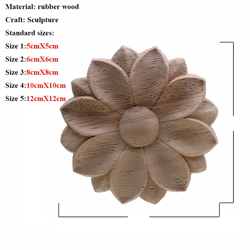 VZLX Vintage Floral Woodcarving Corner Appliques Frame Wall Furniture Woodcarving Decorative Wood Figurines Crafts Home Decor