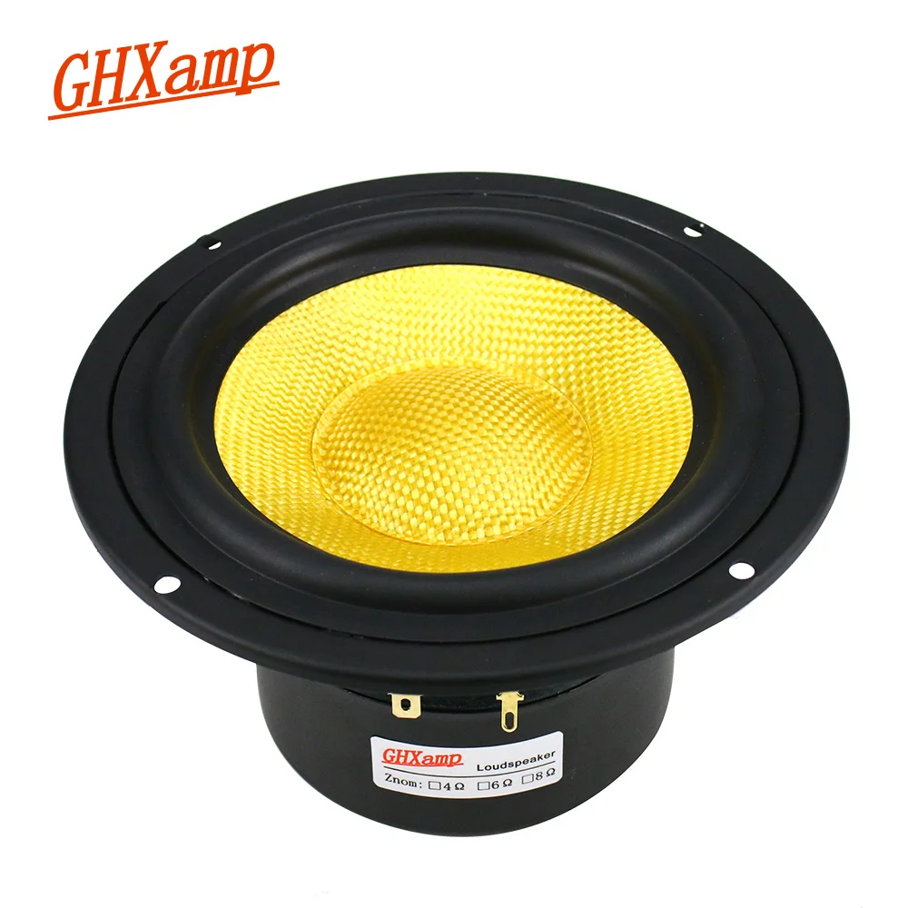 GHXAMP 5.25 inch 148mm Yellow Fiber glass Mid-Bass Speaker Unit 4Ohm 40W-100W Home Theater Mediant Woofer Bookshelf DIY 1pc