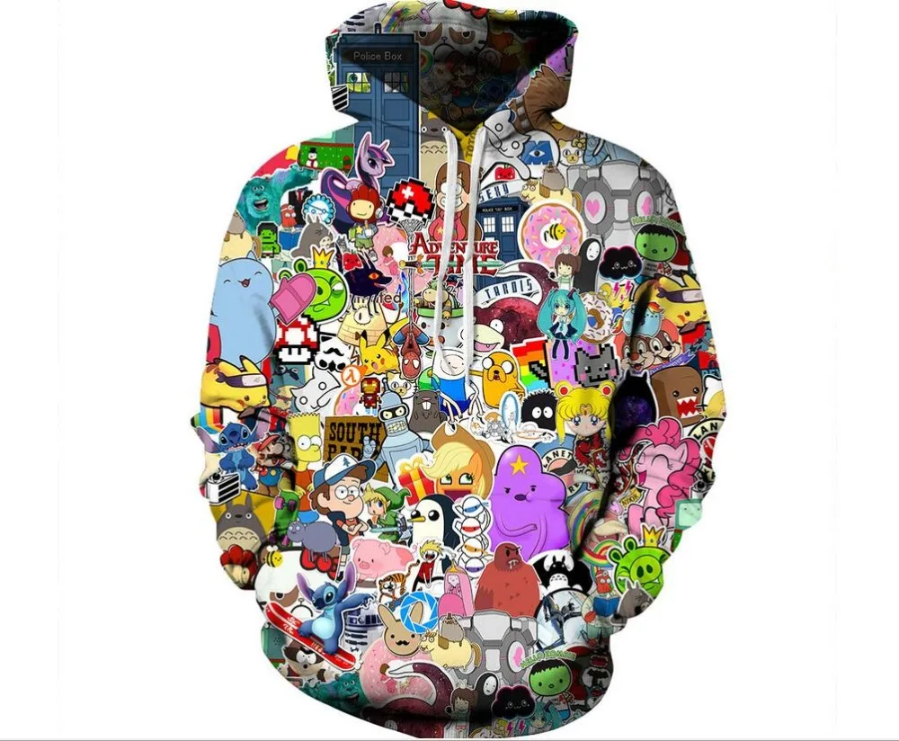 3XL Comic Digital Print 3d Sweatshirts Men/Women Autumn Winter Hoodies With Hat Autumn Thin Hooded Hoody Tops Casual Sweatshirt